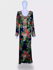 جلابية من قماش ليلين مع تطريز يدوي وحجر عالي الجودة