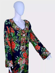 جلابية من قماش ليلين مع تطريز يدوي وحجر عالي الجودة