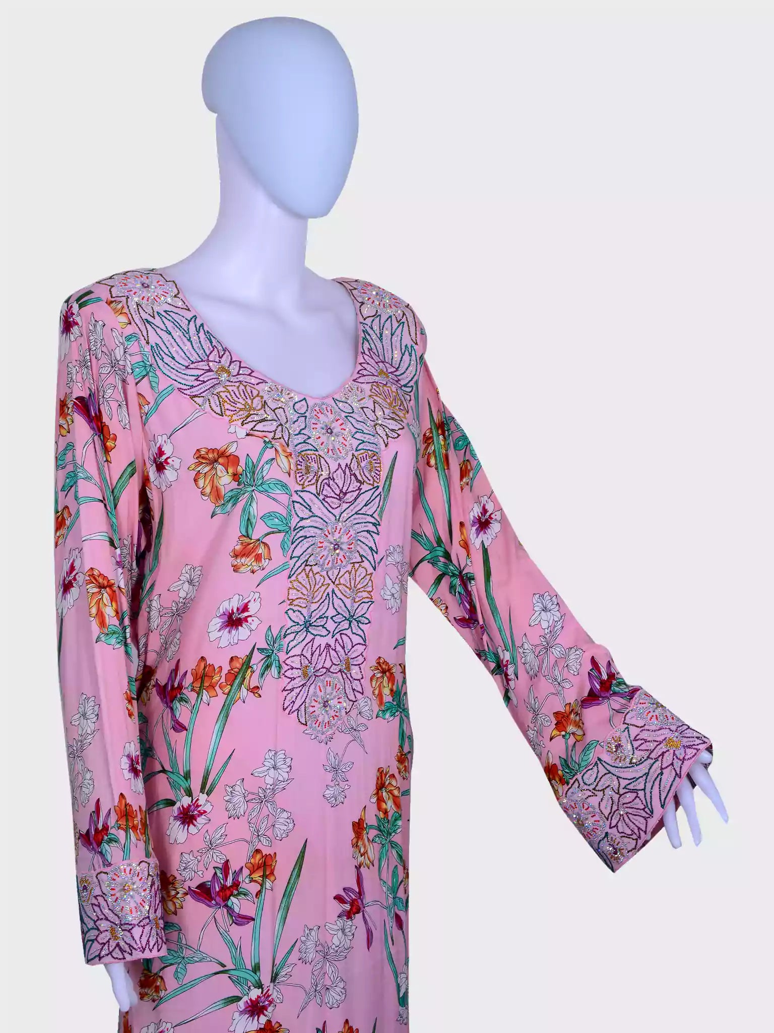 Jalabiya Magrabi with amazing printed fabric and high quality  (VG2246)