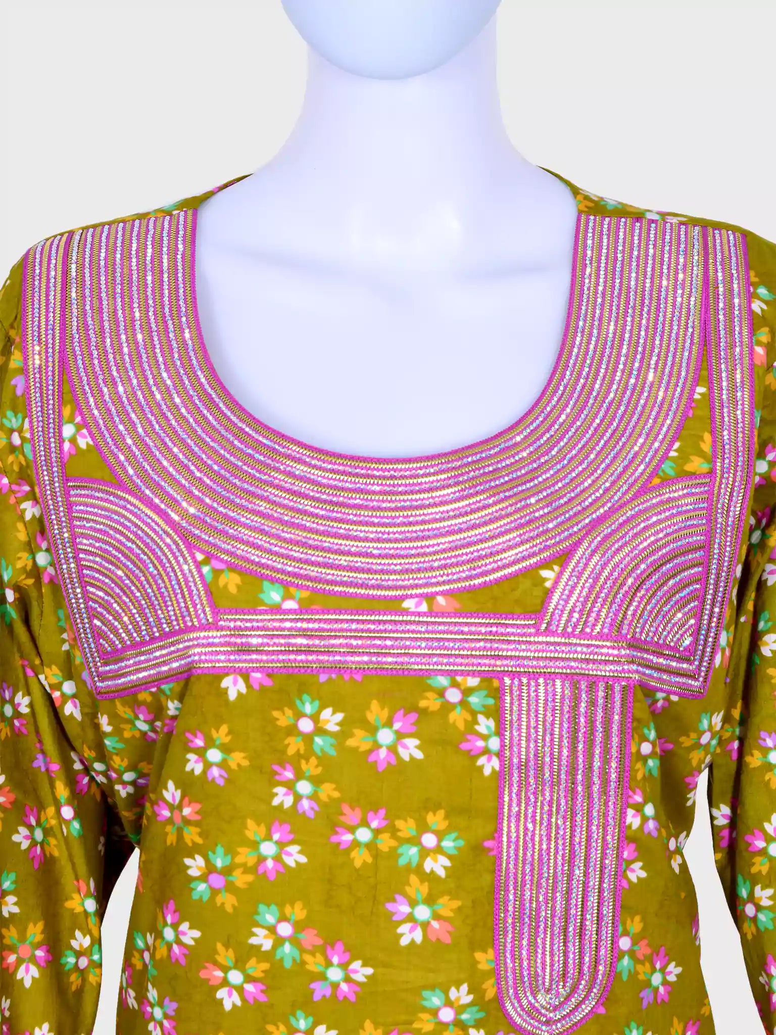 Jalabiya with digital printed design and Arabic Talli work high quality