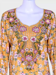Jalabiya with 3D embroidery fabric Italian 