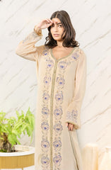 Magrabi Jalabiya fabric shiffon and hareer with high quality stone